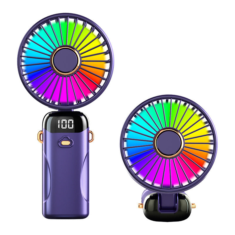 Ventilatore Mini Portatile Pieghevole | Ricarica USB Type-C | Ventilatore da Collo con Laccetto | 100 Livelli di Velocità | Display LED | Regolazione a 90° | Silenzioso | Ventilatore Compatto da Viaggio-N15
