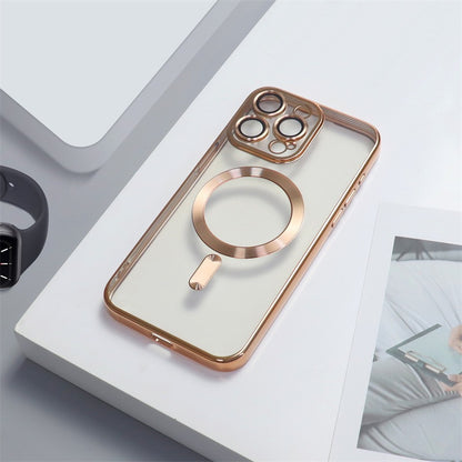 Cover per iPhone trasparente opaca con bordi colorati, compatibile con MagSafe e con protezione fotocamera - 6021