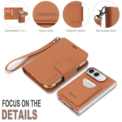 Cover a Libro 2 in 1 Magnetica e Staccabile per iPhone Duo, Custodia Portafoglio in PU con Porta Carte, Supporto Verticale e Orizzontale, Chiusura Magnetica e Laccetto-DUO-L01