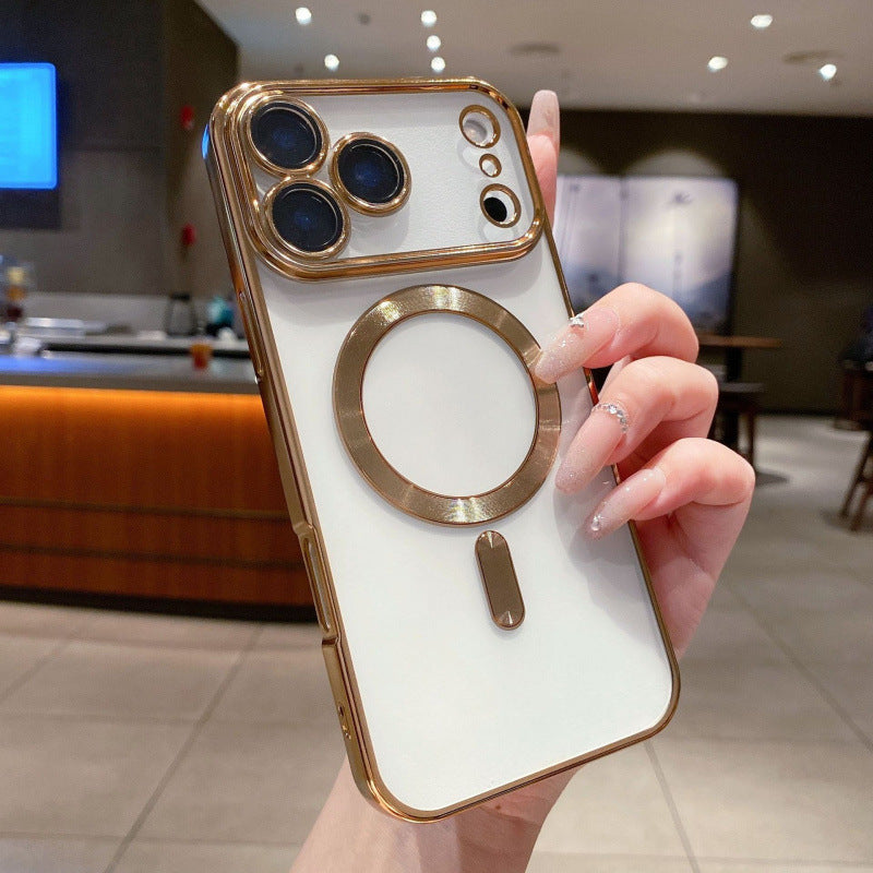 Cover per iPhone trasparente con bordi colorati, compatibile con MagSafe e protezione per la fotocamera - 6020