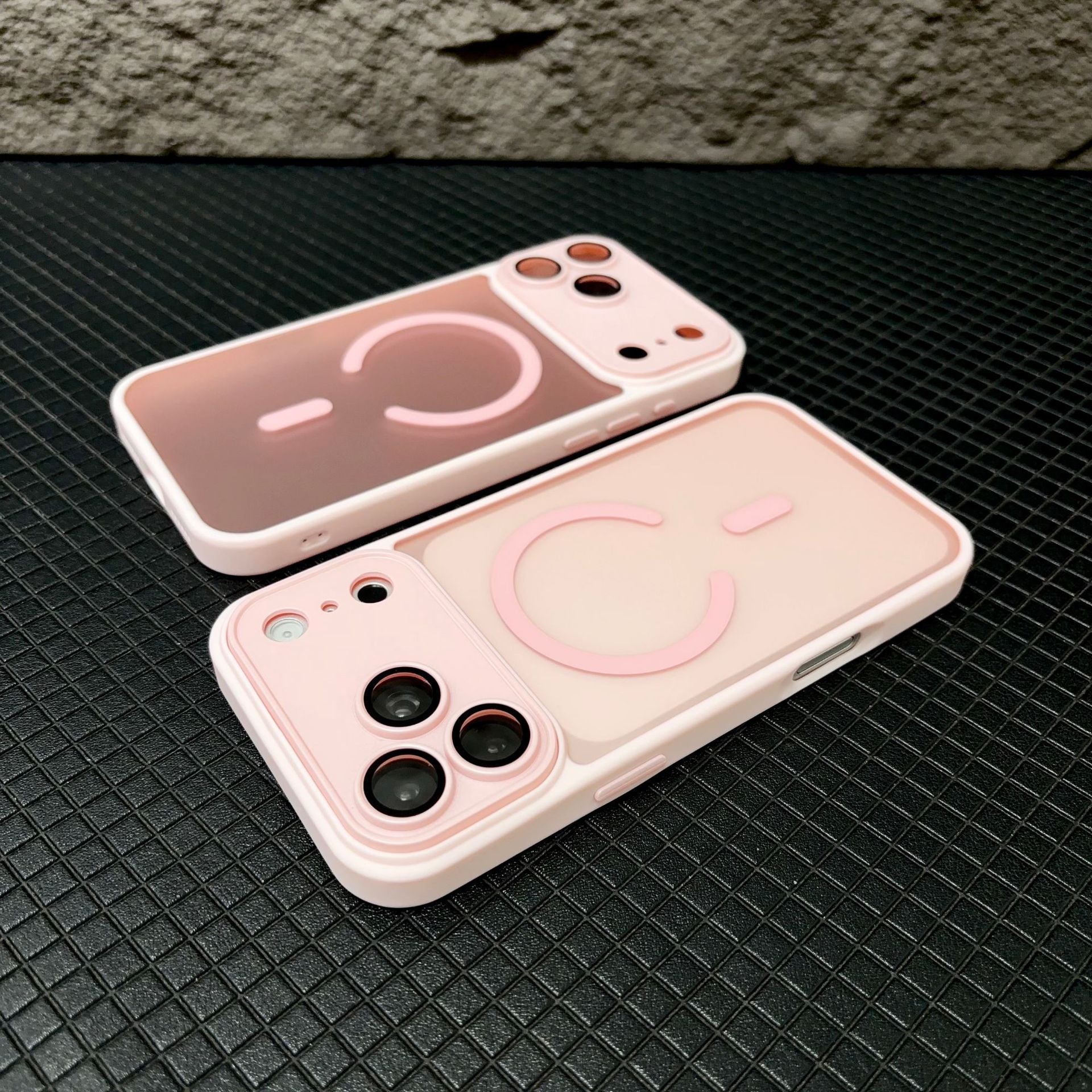 Cover per iPhone con Protezione Fotocamera, Trasparente Effetto Fumé, Compatibile con MagSafe – 6048