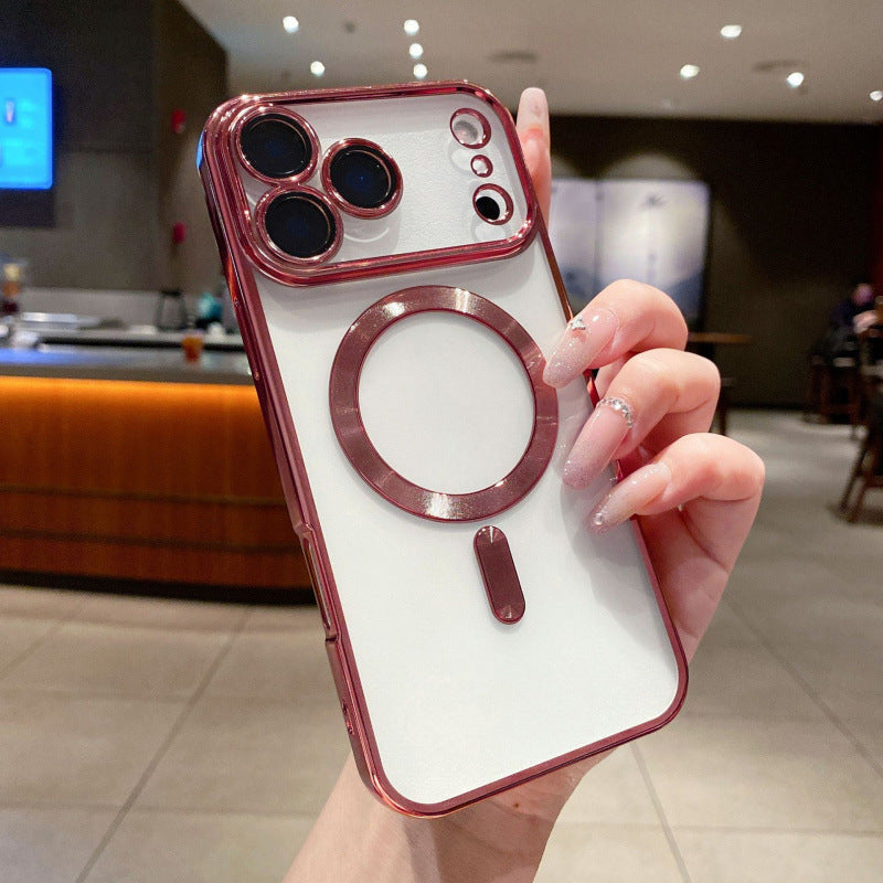 Cover per iPhone trasparente con bordi colorati, compatibile con MagSafe e protezione per la fotocamera - 6020