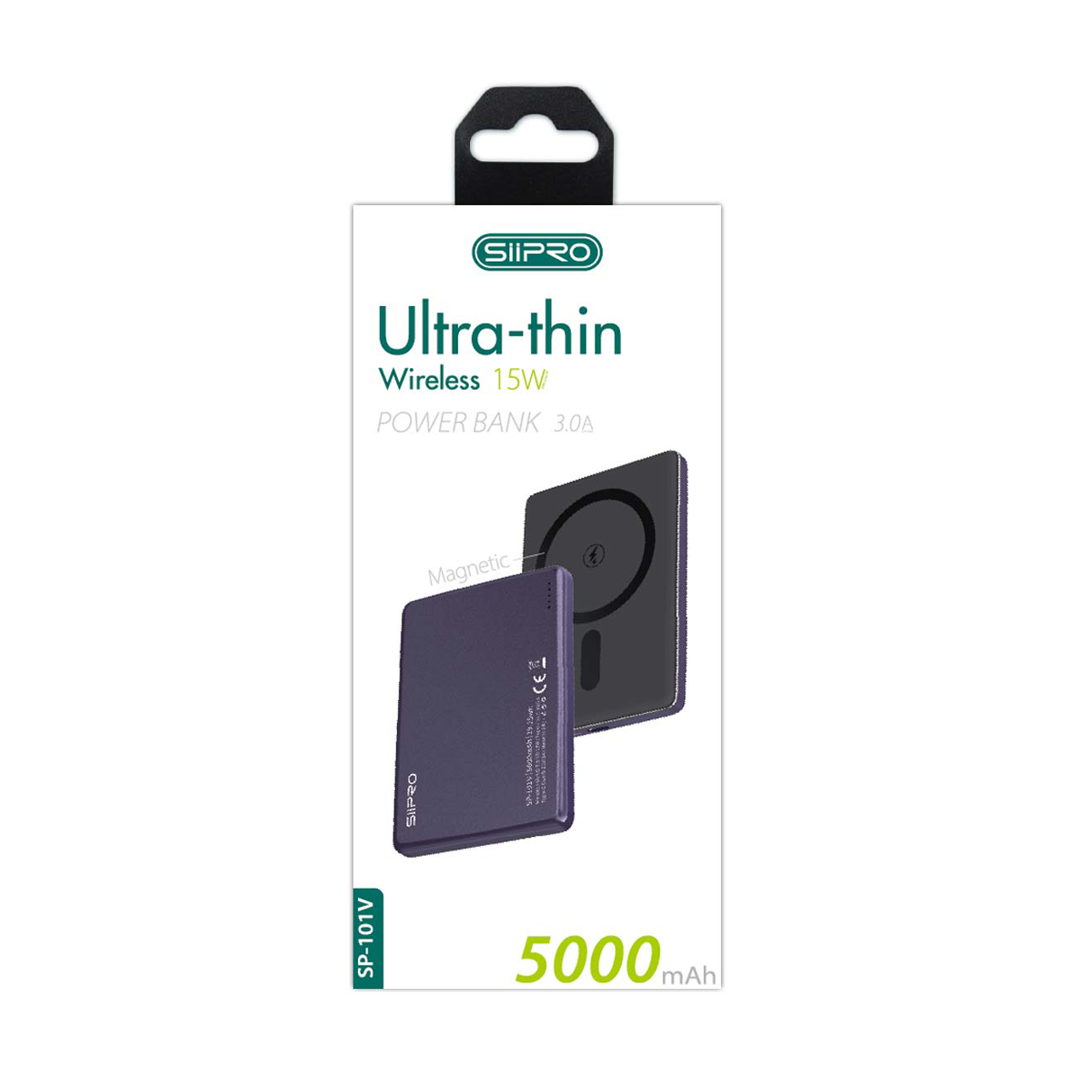 Mag Power Bank 5000 mAh - ultrasottile pesa 116g - ricarica veloce 19W (5V/9V/12V) - compatibile con MagSafe - SP-101