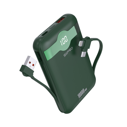 Power Bank 10.000 mAh – ricarica veloce 22.5W (5V/9V/12V) – Uscite USB-A e Type-C – Cavo integrato Type-C & Lightning – Display LED - SP-83