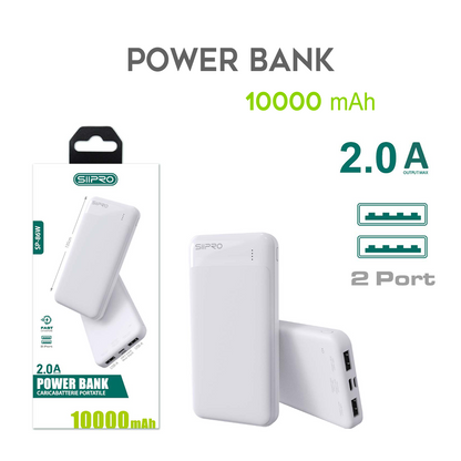 Power Bank da 10000 mAh 10W - 2 USB-A - cavo 3 in 1 incluso - SP-86
