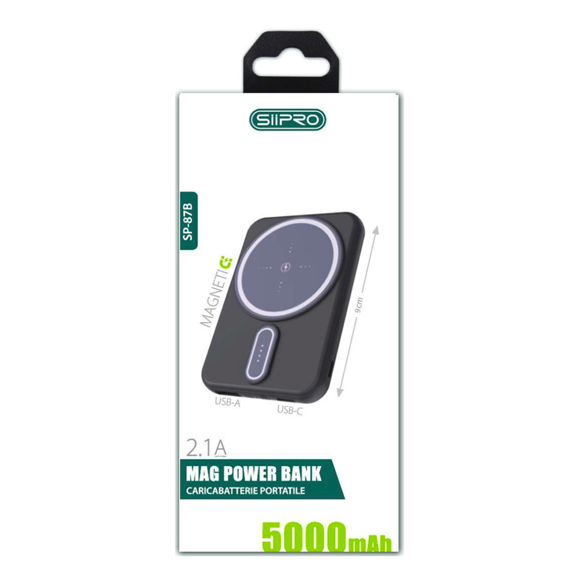 Siipro Power Bank Magnetico portabile wireless charger 2.1A 5000 mAh con cavo 3 in 1 includel -SP-87
