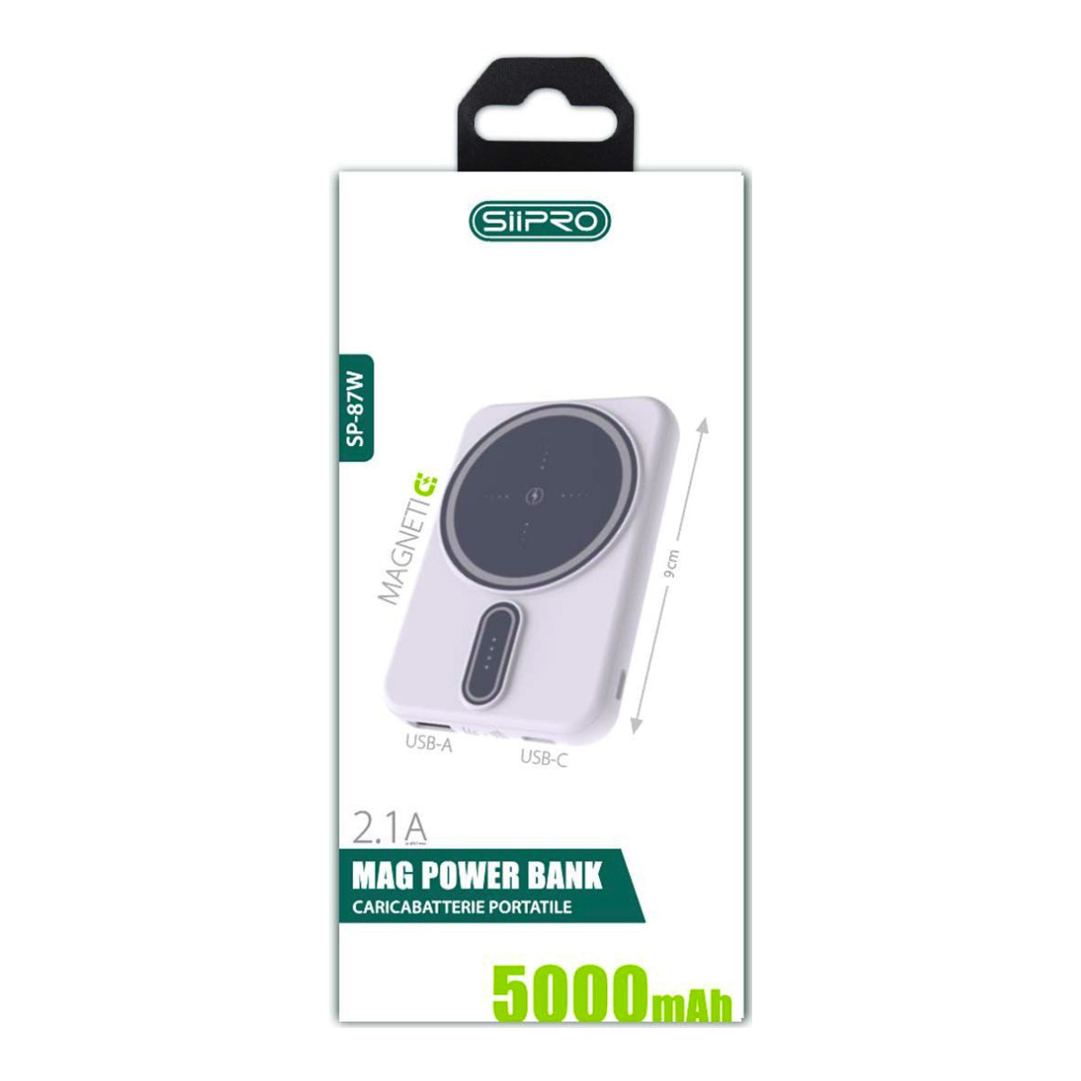 Siipro Power Bank Magnetico portabile wireless charger 2.1A 5000 mAh con cavo 3 in 1 includel -SP-87