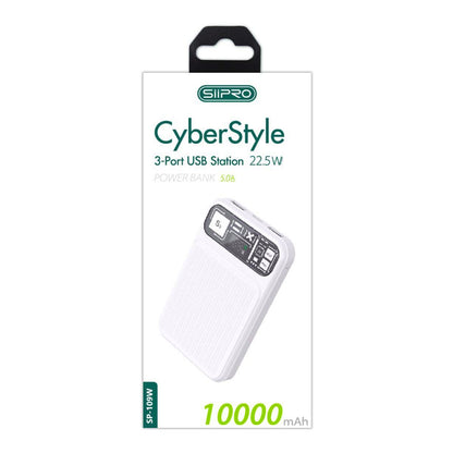 Power Bank 10.000 mAh – ricarica veloce 22.5W (5V/9V/12V) - Uscite USB-A e 2 Type-C – Display a led - Design elegante e tecnologico - SP-109
