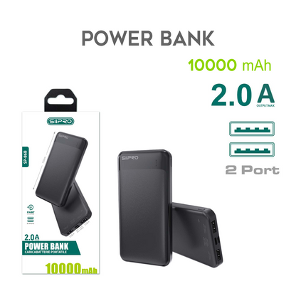 Power Bank da 10000 mAh 10W - 2 USB-A - cavo 3 in 1 incluso - SP-86