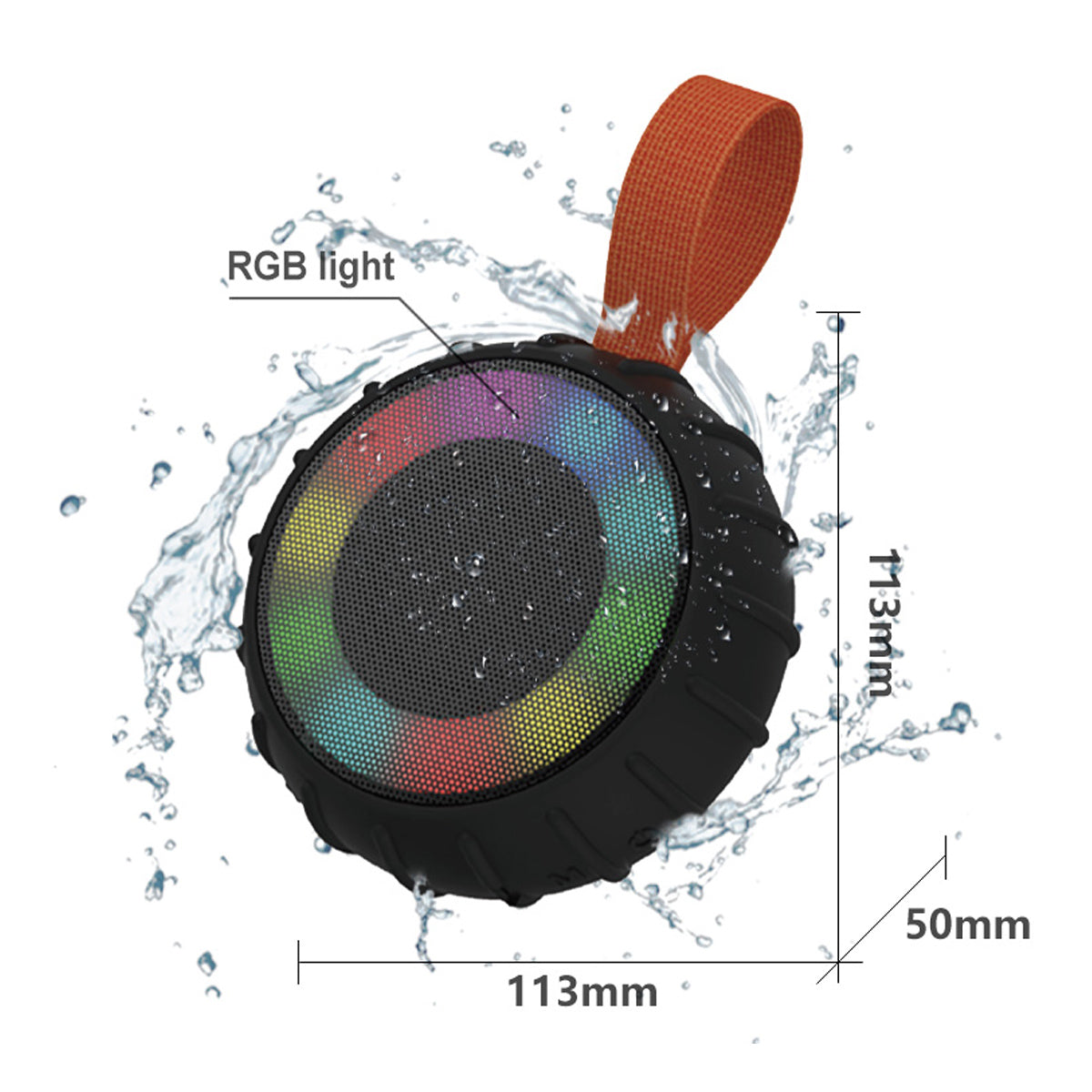 Altoparlante Wireless resistente all’acqua 5W – luci RGB – 7 ore di autonomia – TF card, USB, microfono – SS-104B