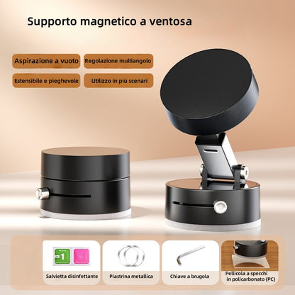 Supporto magnetico per smartphone con ventosa a vuoto, pieghevole e salvaspazio — perfetto per auto, casa e scrivania - A2/A2 Pro/A3