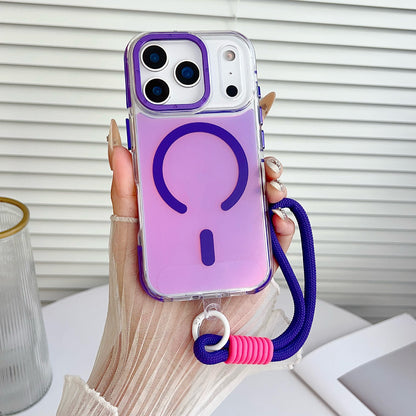 Cover Magnetica Compatibile MagSafe con Laccetto da Polso per iPhone | Custodia Trasparente Antiurto con Bordi Rinforzati - CS13