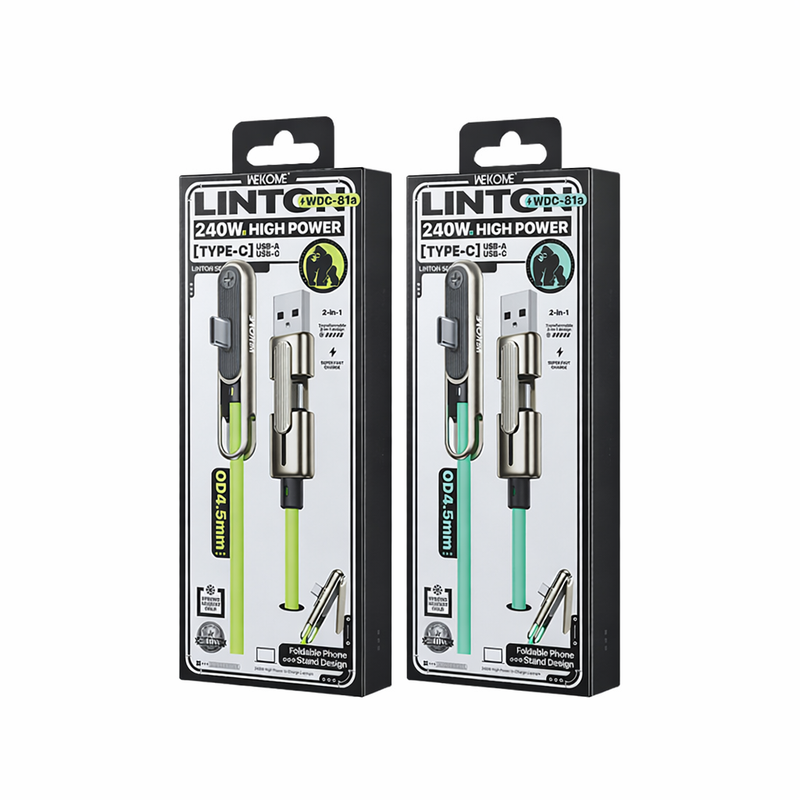 Cavo di ricarica rapida 240W 1.2M a doppia testa con supporto | USB + Type-C - WDC-81A