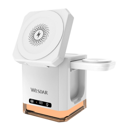 Caricabatterie Wireless 3 in 1 da 15W Pieghevole con Luce LED – iPhone, Apple Watch & AirPods - WX632