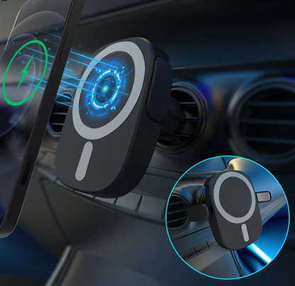 Caricabatterie Wireless Auto 15W con Bloccaggio Automatico – Supporto Magnetico per Smartphone