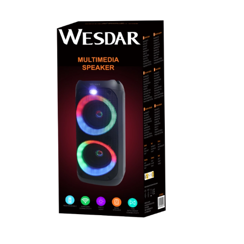 Cassa Bluetooth 10W con Luci RGB – Bassi Potenti e Suono Stereo - S-1082S