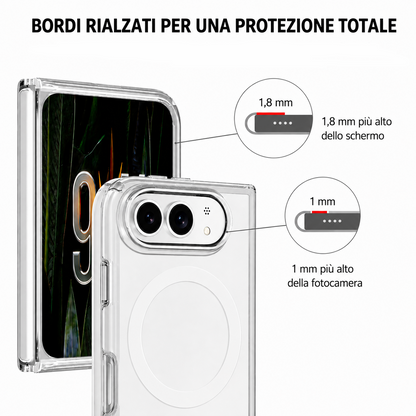 Custodia Trasparente Magnetica per SmartphonePieghevole, Magneti N52, Bordi Rialzati ProtezioneSchermo e Fotocamera, Compatibile con AccessoriMagnetici - DUO01