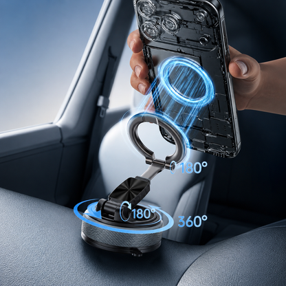 Supporto Magnetico 2 in 1 con Anello MagSafe | Rotazione 360° | Ventosa Ultra Forte Multiuso per Auto, Casa e Uso Quotidiano - A20