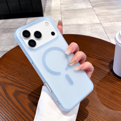 Cover Ultra Sottile Effetto Ghiaccio Satinato per iPhone | Finitura Opaca Anti-Impronta | Antiscivolo | Compatibile con MagSafe | Anti-Ingiallimento – Mod. NCS09