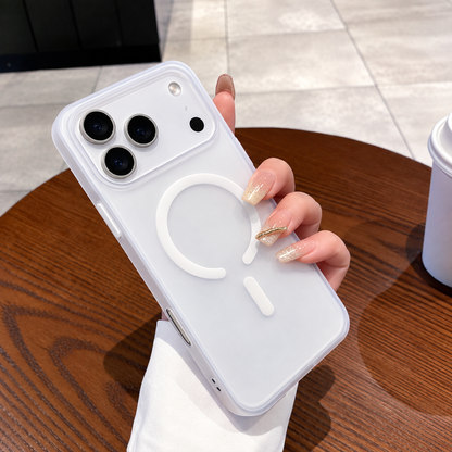 Cover Ultra Sottile Effetto Ghiaccio Satinato per iPhone | Finitura Opaca Anti-Impronta | Antiscivolo | Compatibile con MagSafe | Anti-Ingiallimento – Mod. NCS09