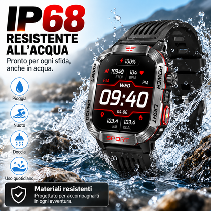 Smartwatch Sport AMOLED 2,01" con Chiamate Bluetooth, 100+ Modalità Sport, IP68, Torcia, Cardiofrequenzimetro e Batteria 600mAh LS-SW02
