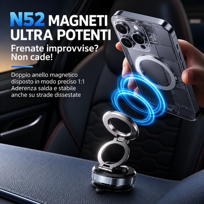 Supporto Magnetico per Smartphone N52 con Ventosa – Pieghevole, Rotazione 360°, Regolazione Multi-Angolo per Auto, Casa e Ufficio - SD07
