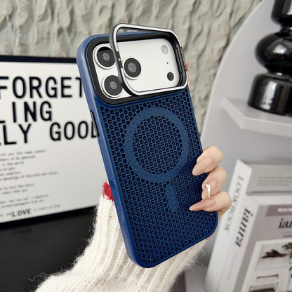 Cover Magnetica Antiurto con Design a Nido d’Ape, Supporto Stand e Dissipazione del Calore per iPhone-CS11