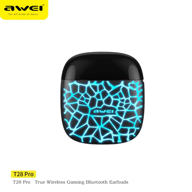 Awei T28 Pro Auricolari Gaming 🎧 | Bluetooth 5.3 ⚡ | Custodia LED Dinamica ✨ Colori Varianti 🔥 | Bassi 13mm HiFi 🎶 | Ultra-Low Latency 🎮
