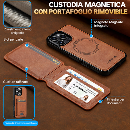 Cover Magnetica con Portafoglio Rimovibile 2 in 1 – Supporto Regolabile e Porta Carte CS15