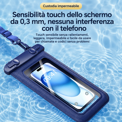 Custodia Galleggiante Impermeabile IPX8 per Smartphone con Chiusura Brevettata, Certificazione SGS, Touch Screen, Tracolla Regolabile e Colori Multipli – Compatibile fino a 7,2 Pollici-J010-2