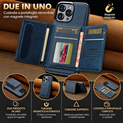 Cover Magnetica con Portafoglio Rimovibile 2 in 1 – Supporto Regolabile e Porta Carte CS15