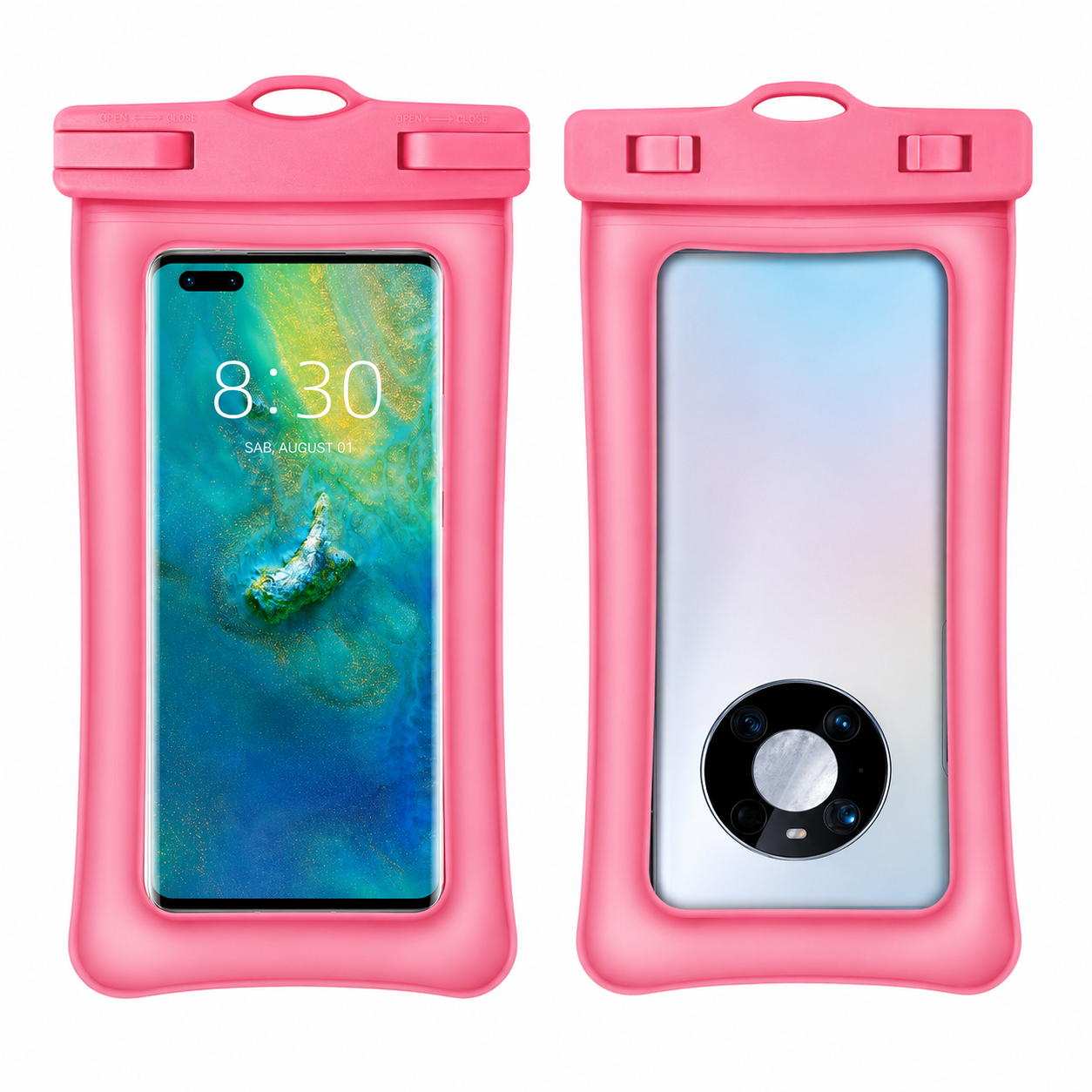 Custodia Impermeabile Galleggiante per Smartphone con Doppio Airbag, IPX8 fino a 30 Metri, Compatibile fino a 7,2 Pollici, TPU Touch ad Alta Sensibilità, per Nuoto, Immersioni e Terme, con Cordino Girevole-J009-2