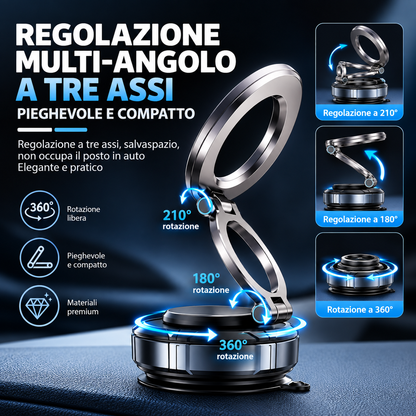 Supporto Magnetico per Smartphone N52 con Ventosa – Pieghevole, Rotazione 360°, Regolazione Multi-Angolo per Auto, Casa e Ufficio - SD07