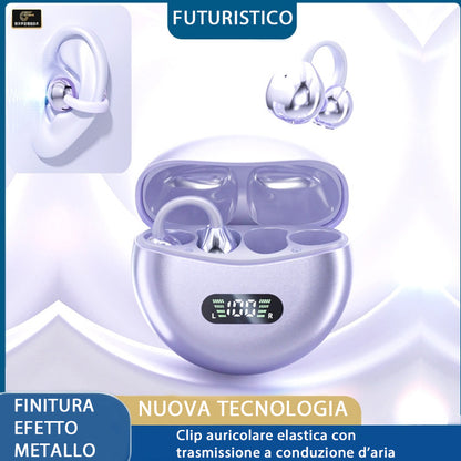 Auricolari Bluetooth| Design open-ear a clip | Non in-ear | Bluetooth 5.4 | Lunga autonomia - M79