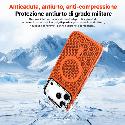 Cover Magnetica Antiurto con Design a Nido d’Ape, Supporto Stand e Dissipazione del Calore per iPhone-CS11