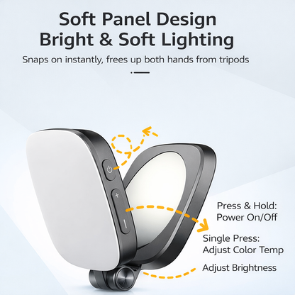 Luce Selfie Magnetica Regolabile per Smartphone – con specchio - Rotazione 360°, Inclinazione 270° - Compatibile MagSafe - JQ-01