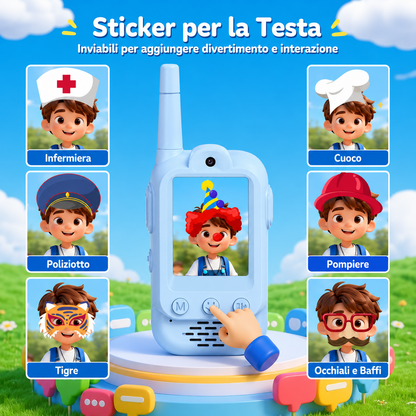 Walkie Talkie Video Smart per Bambini Connessione Wireless Doppia Videochiamata HD Schermo IPS Ricarica Type-C Batteria a Lunga Durata Audio HD-M008