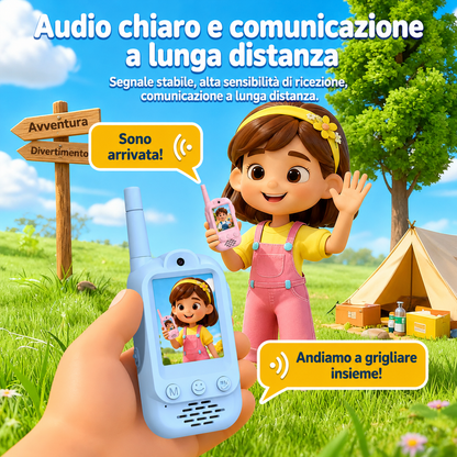 Walkie Talkie Video Smart per Bambini Connessione Wireless Doppia Videochiamata HD Schermo IPS Ricarica Type-C Batteria a Lunga Durata Audio HD-M008