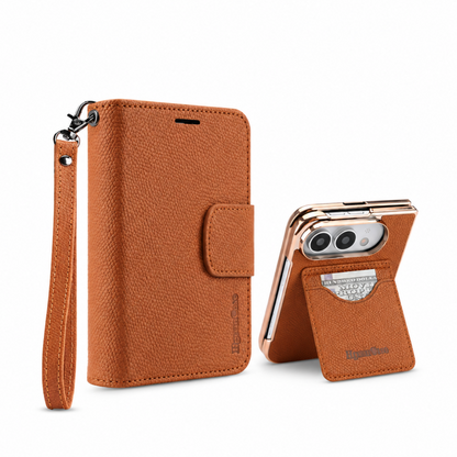 Cover a Libro 2 in 1 Magnetica e Staccabile per iPhone Duo, Custodia Portafoglio in PU con Porta Carte, Supporto Verticale e Orizzontale, Chiusura Magnetica e Laccetto-DUO-L01