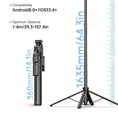 Selfie Stick AI con Tracciamento Facciale, Treppiede Telescopico e Stabile con Telecomando Bluetooth, Rotazione 360°, Compatibile con iPhone e Android - C17