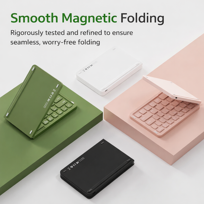 Mini Tastiera Bluetooth Pieghevole | Ultra Sottile e Portatile |Chiusura Magnetica |Compatibile con iOS Android Windows per smartphone tablet e laptop  - B023