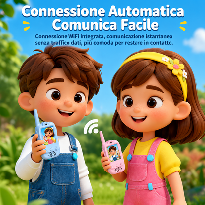 Walkie Talkie Video Smart per Bambini Connessione Wireless Doppia Videochiamata HD Schermo IPS Ricarica Type-C Batteria a Lunga Durata Audio HD-M008
