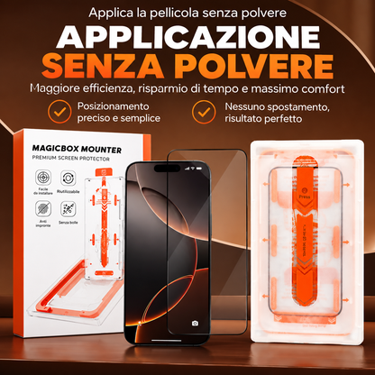 Pellicola Protettiva in Vetro Temperato per iPhone | 2 Pezzi con Kit di Applicazione Antipolvere | Alta Trasparenza | Anti-Impronte | Protezione Antiurto | Applicazione Facile e Precisa - MAGIC