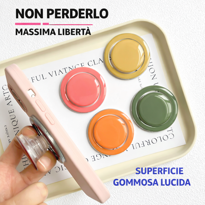 Supporto magnetico estensibile per smartphone | Stile Macaron | Anello in silicone con base ad aria trasparente | Supporto da tavolo multifunzione – SU-7