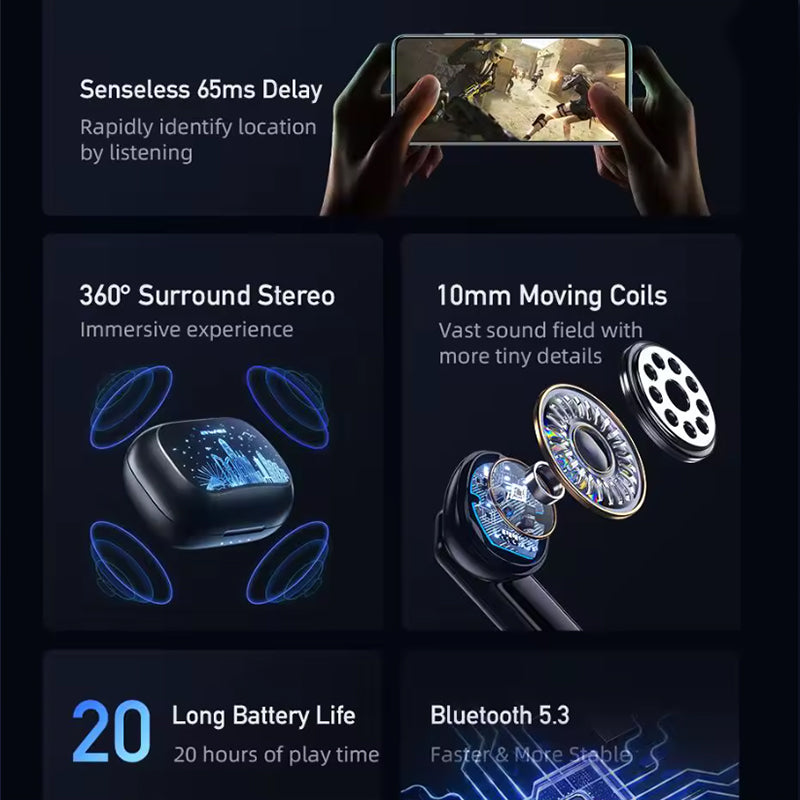 Awei T53 TWS Auricolari Bluetooth da Gaming con Display LED | T53-ANC