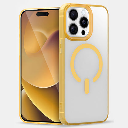 Cover per iPhone trasparente opaca con bordi colorati, compatibile con MagSafe - 7016