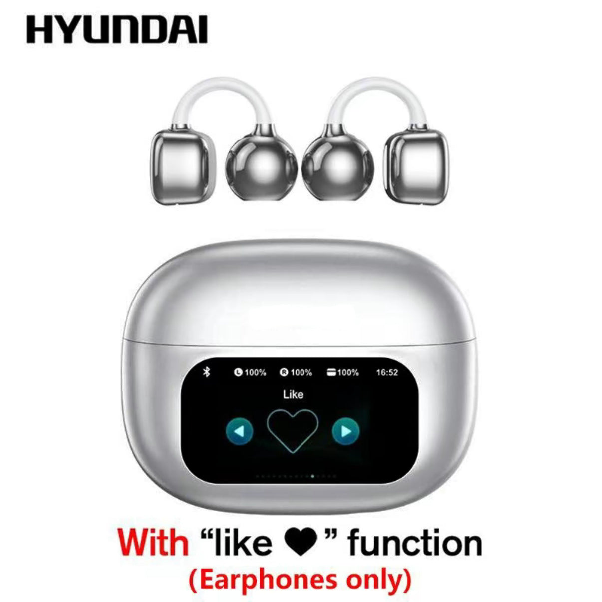 Auricolari HYUNDAI HY-C02 con Traduzione AI | Clip ad Orecchio, Schermo a Colori & Tecnologia a Conduzione Ossea G08