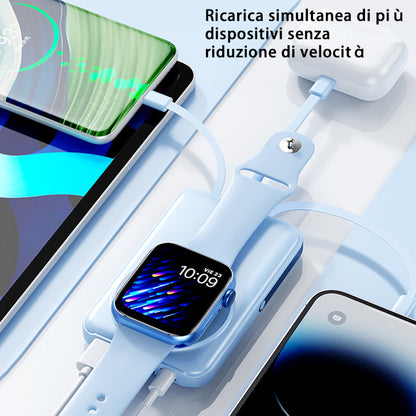 Power Bank Magnetico MagSafe 10.000mAh | Ricarica Rapida Wireless + Cavo Integrato | Supporta iWatch & Cuffie - CW02