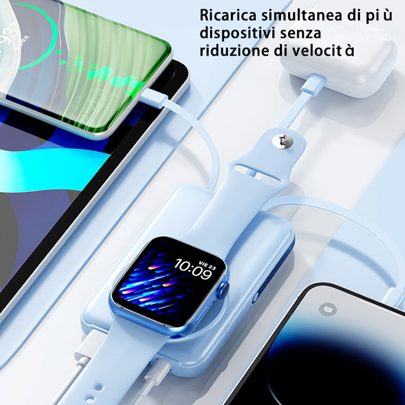 Power Bank Magnetico MagSafe 10.000mAh | Ricarica Rapida Wireless + Cavo Integrato | Supporta iWatch & Cuffie - CW02