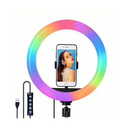 Ring Light RGB da 12 pollici con 15 modalità di illuminazione | rotazione a 360° – Luce Professionale per Video & Selfie - MU-60453